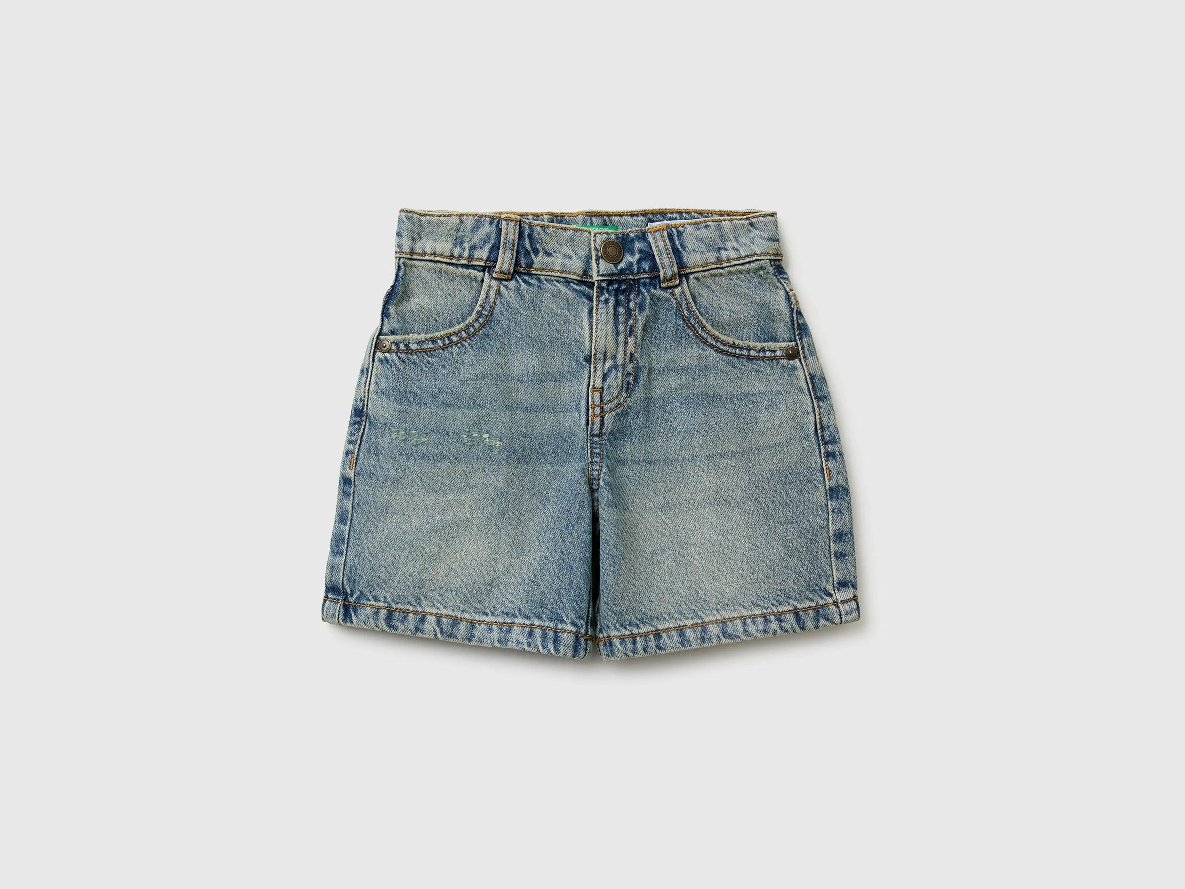 Benetton Blue Boys Used-Effect Denim Bermuda Shorts SKU: 488PG903E_901 Image 01