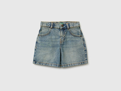Benetton Blue Boys Used-Effect Denim Bermuda Shorts SKU: 488PG903E_901 Image 01
