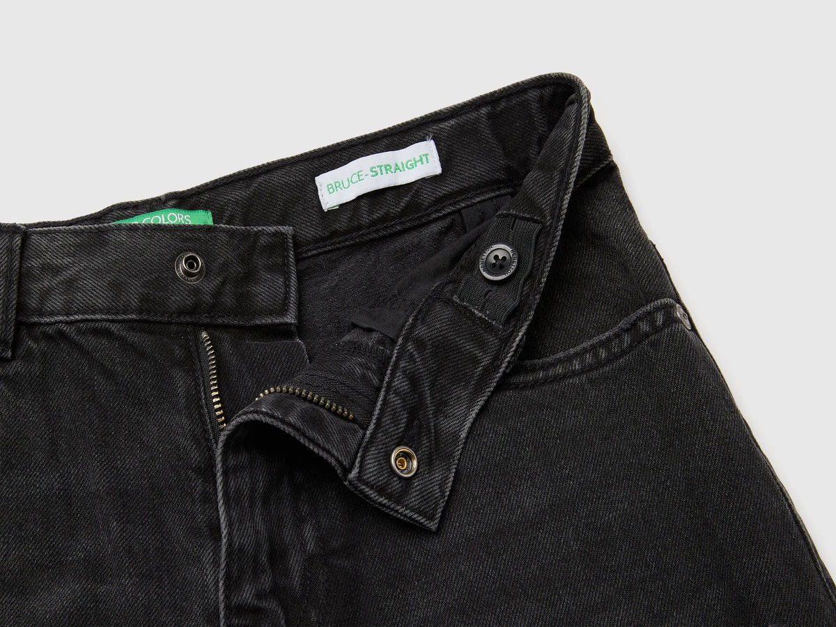 Benetton Black Boys Straight Fit Jeans with Tears SKU: 48G1CE051_800 Image 03