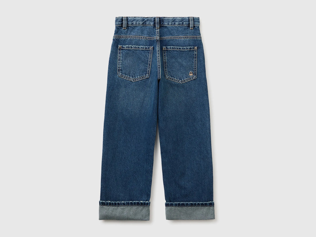 Benetton Blue Boys Straight Fit Jeans with Tears SKU: 48G1CE051_901 Image 02