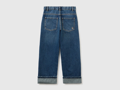 Benetton Blue Boys Straight Fit Jeans with Tears SKU: 48G1CE051_901 Image 02