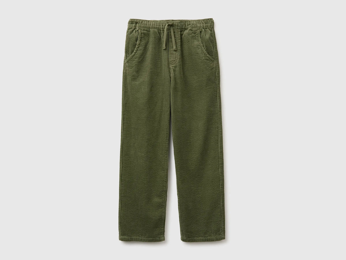 Benetton Military Green Boys Corduroy Trousers SKU: 48TWCF062_07N Image 01