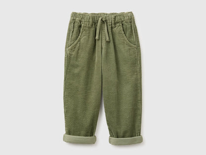 Benetton Military Green Boys Corduroy Trousers SKU: 48TWGF03B_07N Image 01