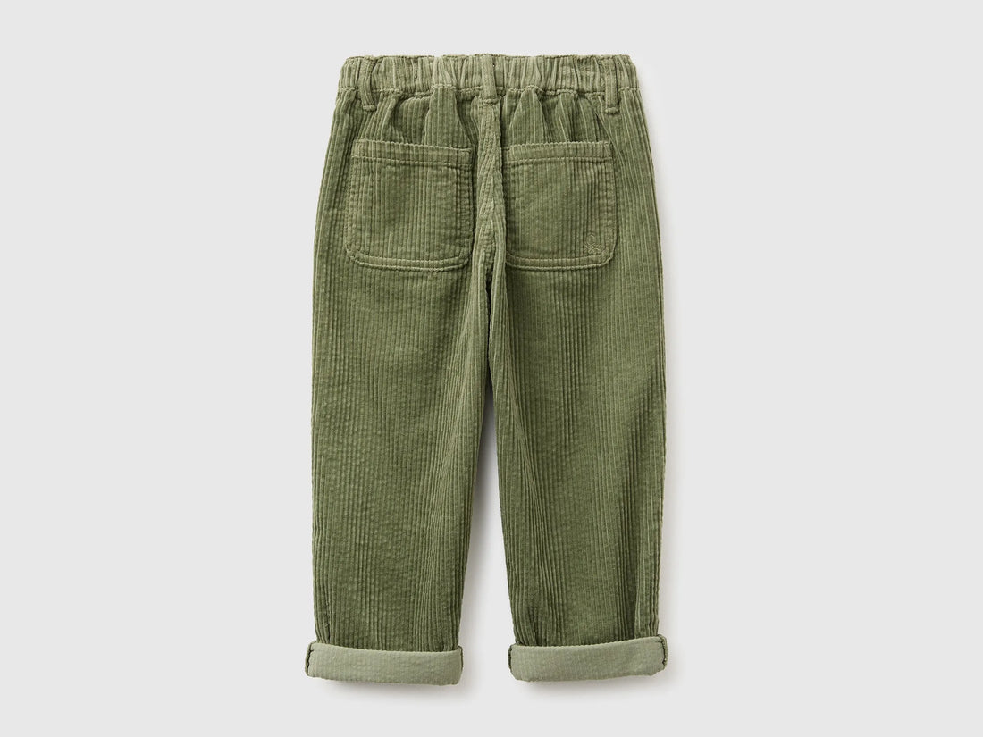 Benetton Military Green Boys Corduroy Trousers SKU: 48TWGF03B_07N Image 02