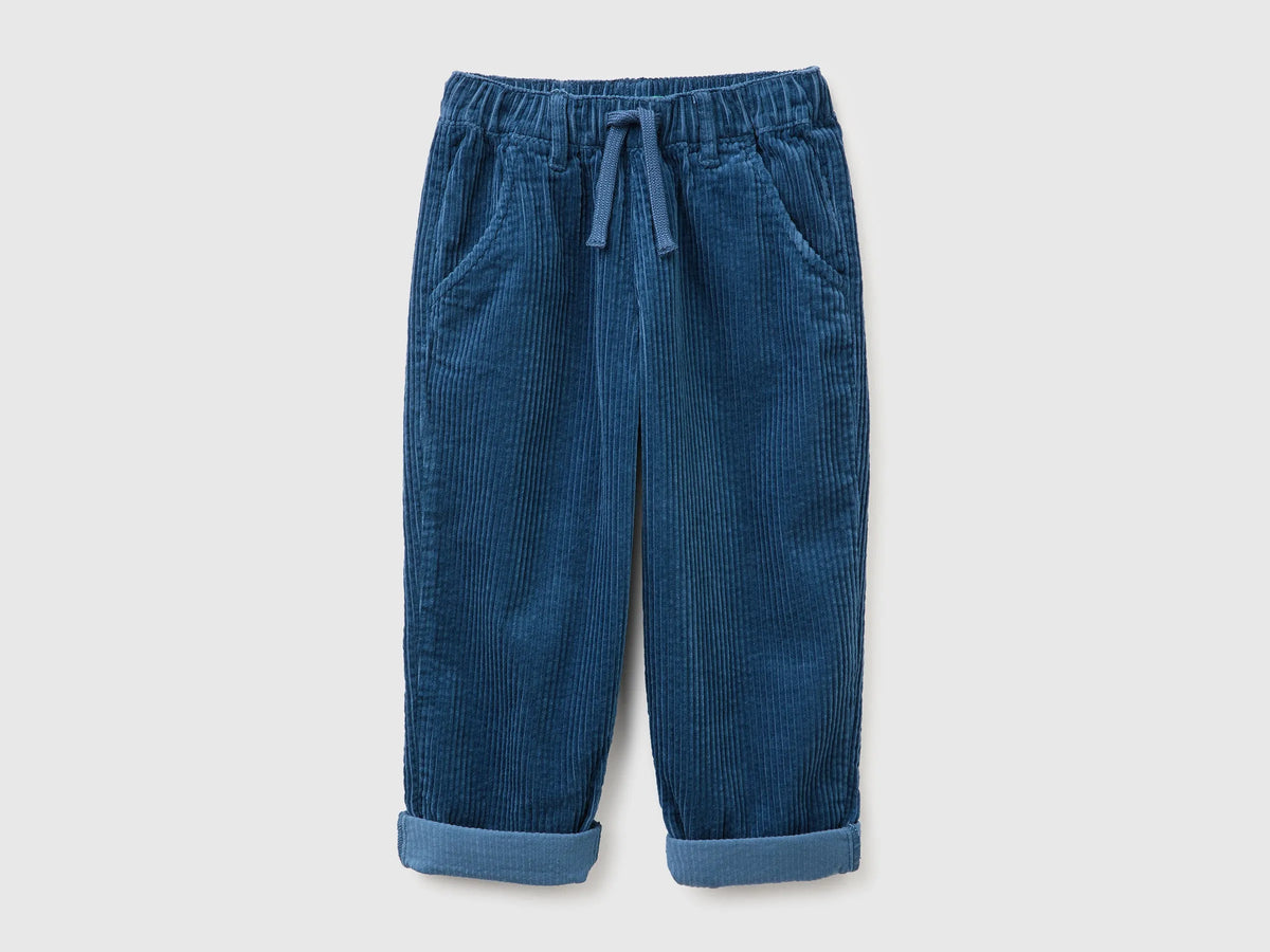 Benetton Dark Blue Boys Corduroy Trousers SKU: 48TWGF03B_37T Image 01