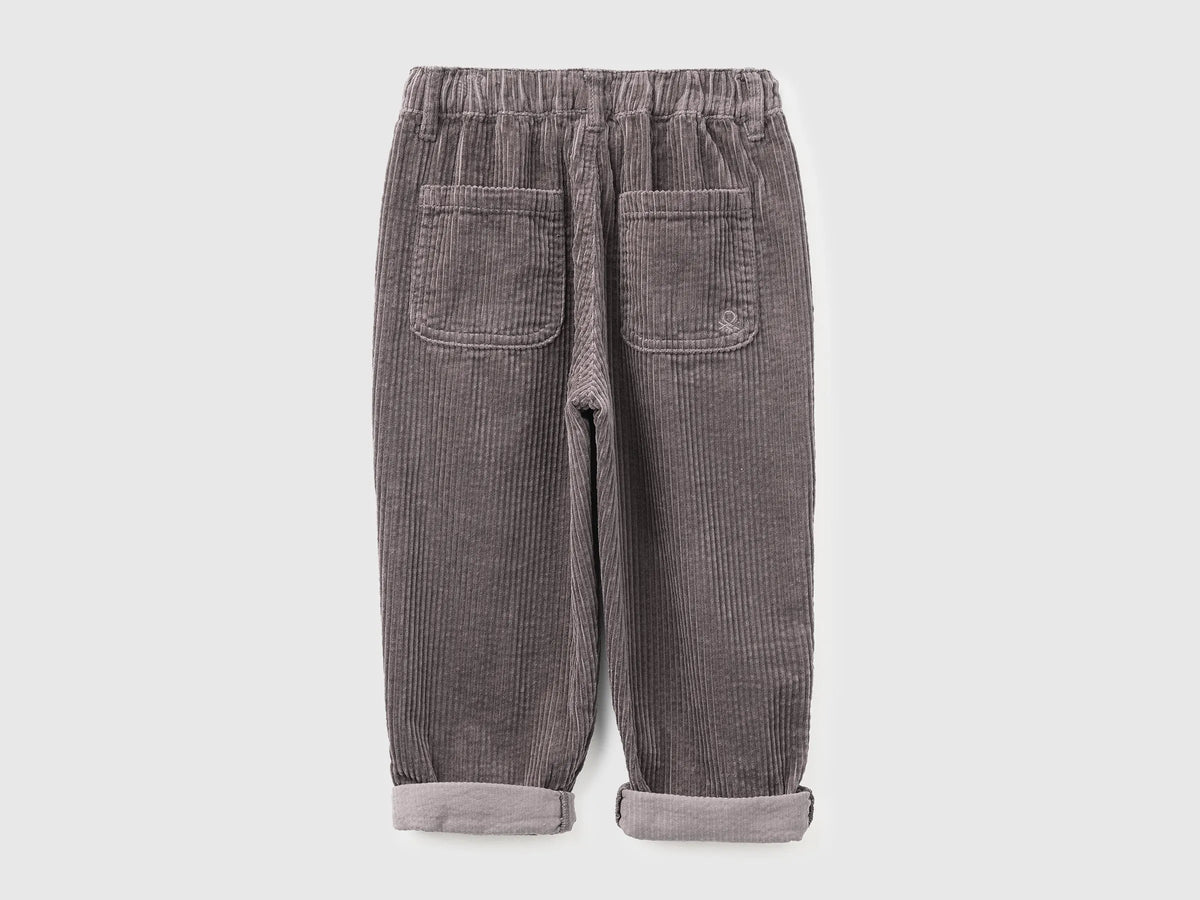Benetton Gray Boys Corduroy Trousers SKU: 48TWGF03B_39R Image 02
