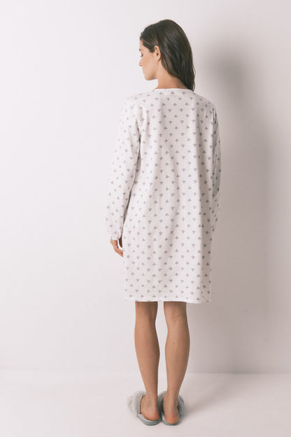 Women Secret_Ivory_Long Sleeve Nightgown 100% Cotton Ivory Flowers_4922735_96_05