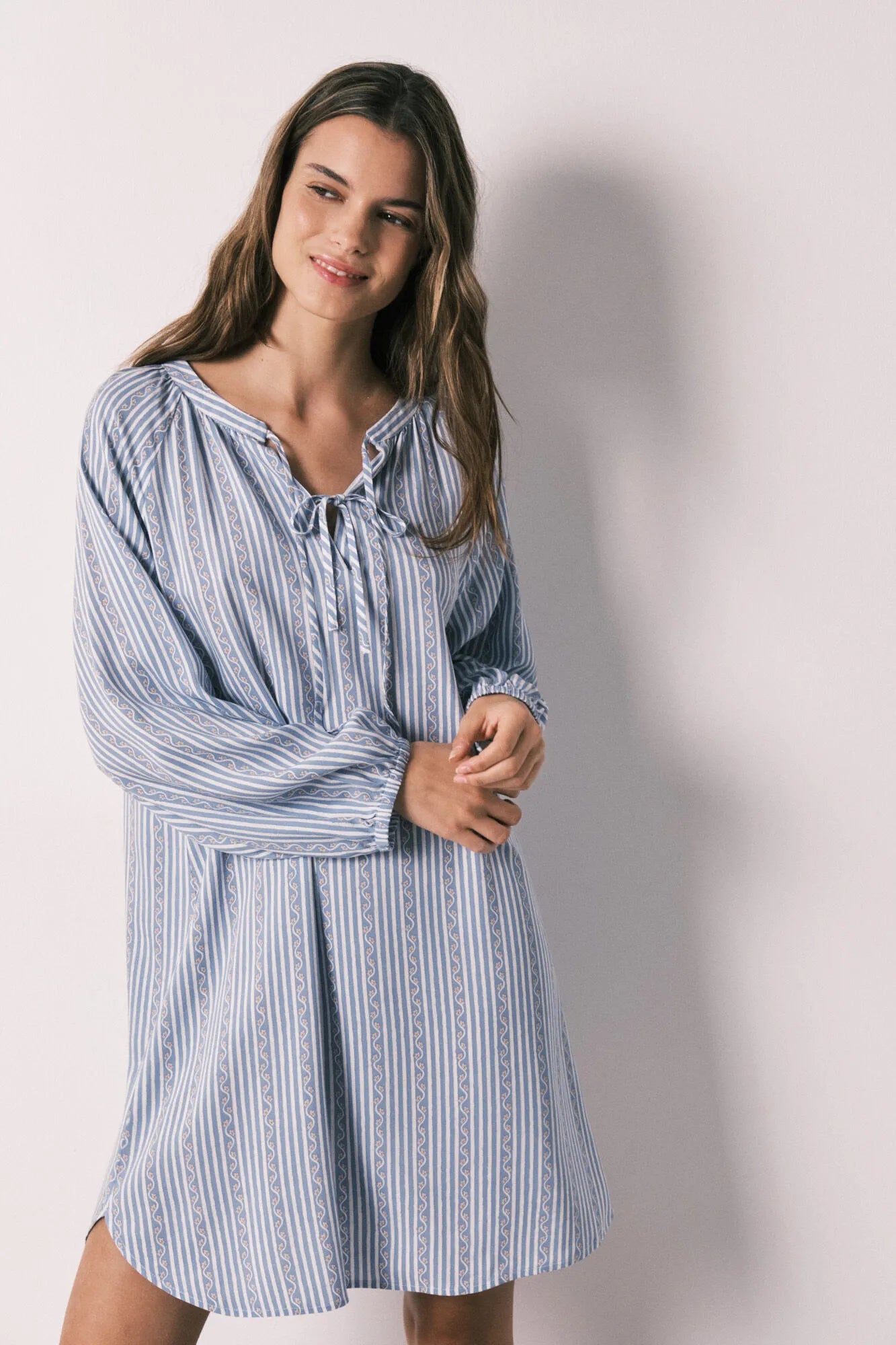 Women Secret Blue Print Women Blue Striped Viscose Short Camisole SKU: 4923664_19 Image 01