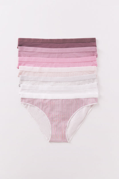 Women Secret_Multi-Color_Pack of 7 White Print Cotton Thongs_4932670_97_01