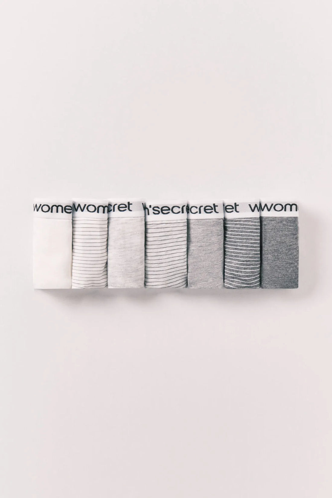 Women Secret White Print Women Striped Cotton Classic Logo 7-Pack Panties SKU: 4933663_97 Image 01