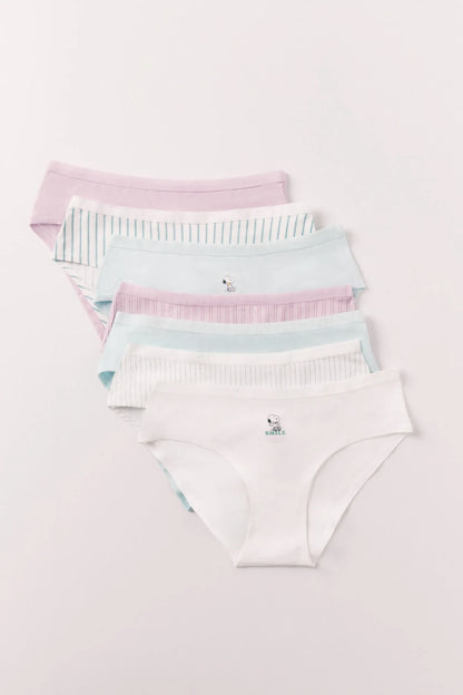 Women Secret Multicoloured Women Snoopy Print Cotton 7-Pack Wide Panties SKU: 4933674_98 Image 02