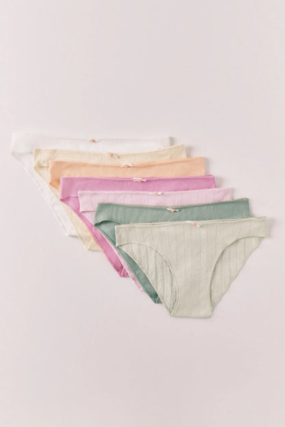 Women Secret White Print Women Multicoloured Cotton Pointelle Classic Panties 7-Pack SKU: 4933680_97 Image 01