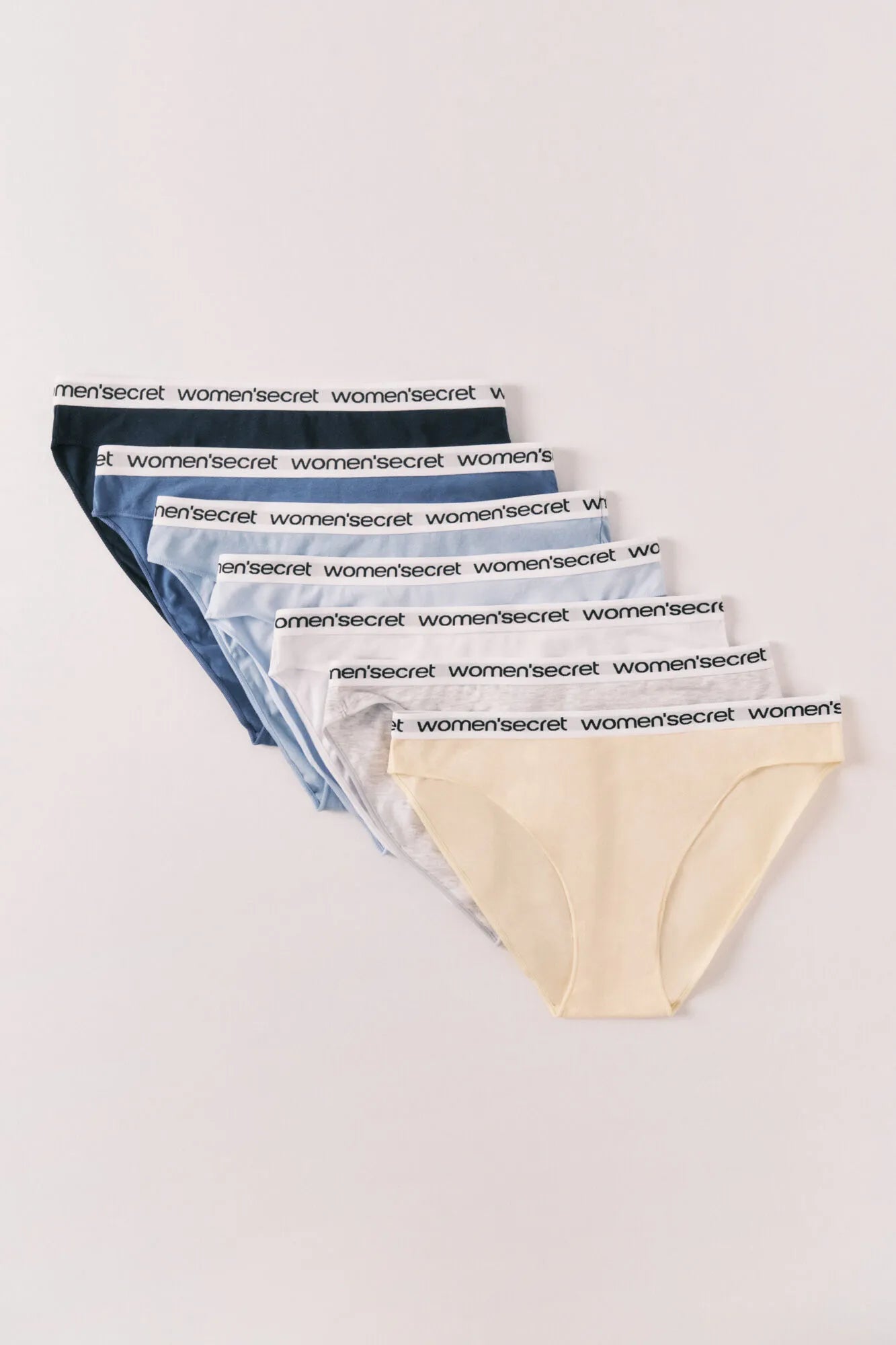 Women Secret White Print Women Pack 7 Plain Cotton Classic Panties With Logo SKU: 4933684_97 Image 01