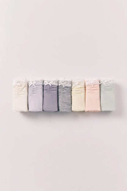 Women Secret White Print Women Plain Cotton Lace 7-Pack Wide Panties SKU: 4933689_97 Image 02