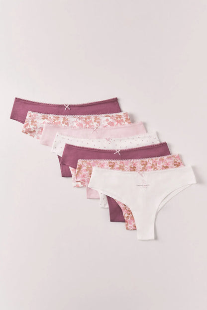 Women Secret Multicoloured Women Multicoloured Printed Cotton 7-Pack Brazilian Panties SKU: 4934522_98 Image 02