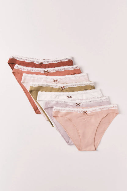 Women Secret White Print Women Plain Cotton Classic Lace 7-Pack Panties SKU: 4934525_97 Image 01