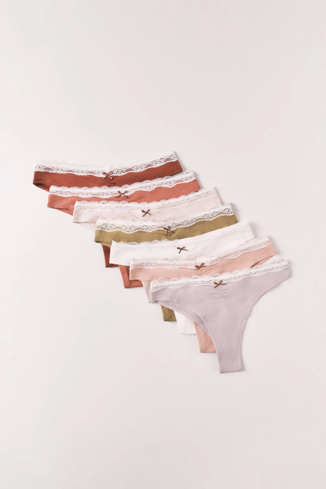 Women Secret White Print Women Plain Lace Cotton 7-Pack Brazilian Panties SKU: 4934526_97 Image 01