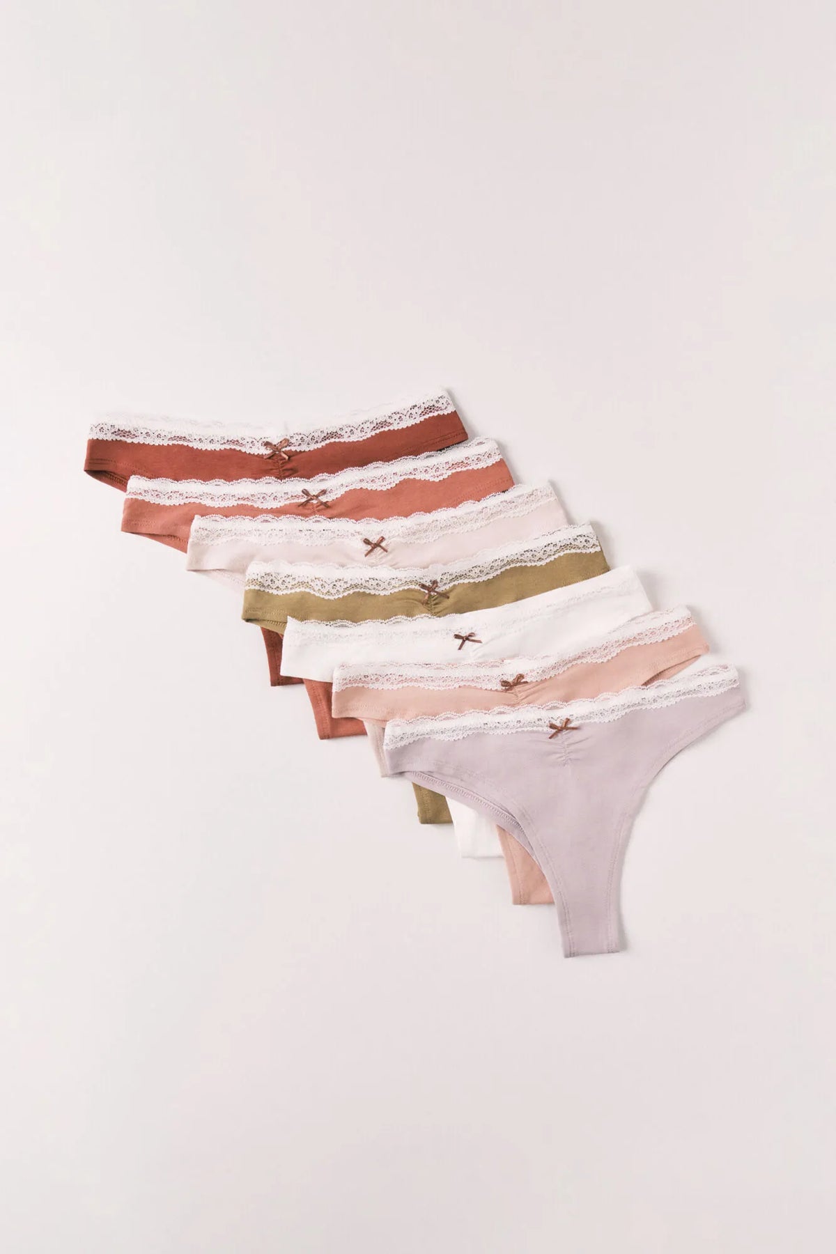 Women Secret White Print Women Plain Lace Cotton 7-Pack Brazilian Panties SKU: 4934526_97 Image 01