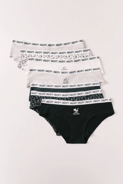 Women Secret Multicoloured Women Snoopy Print Cotton 7-Pack Wide Panties SKU: 4934528_98 Image 01