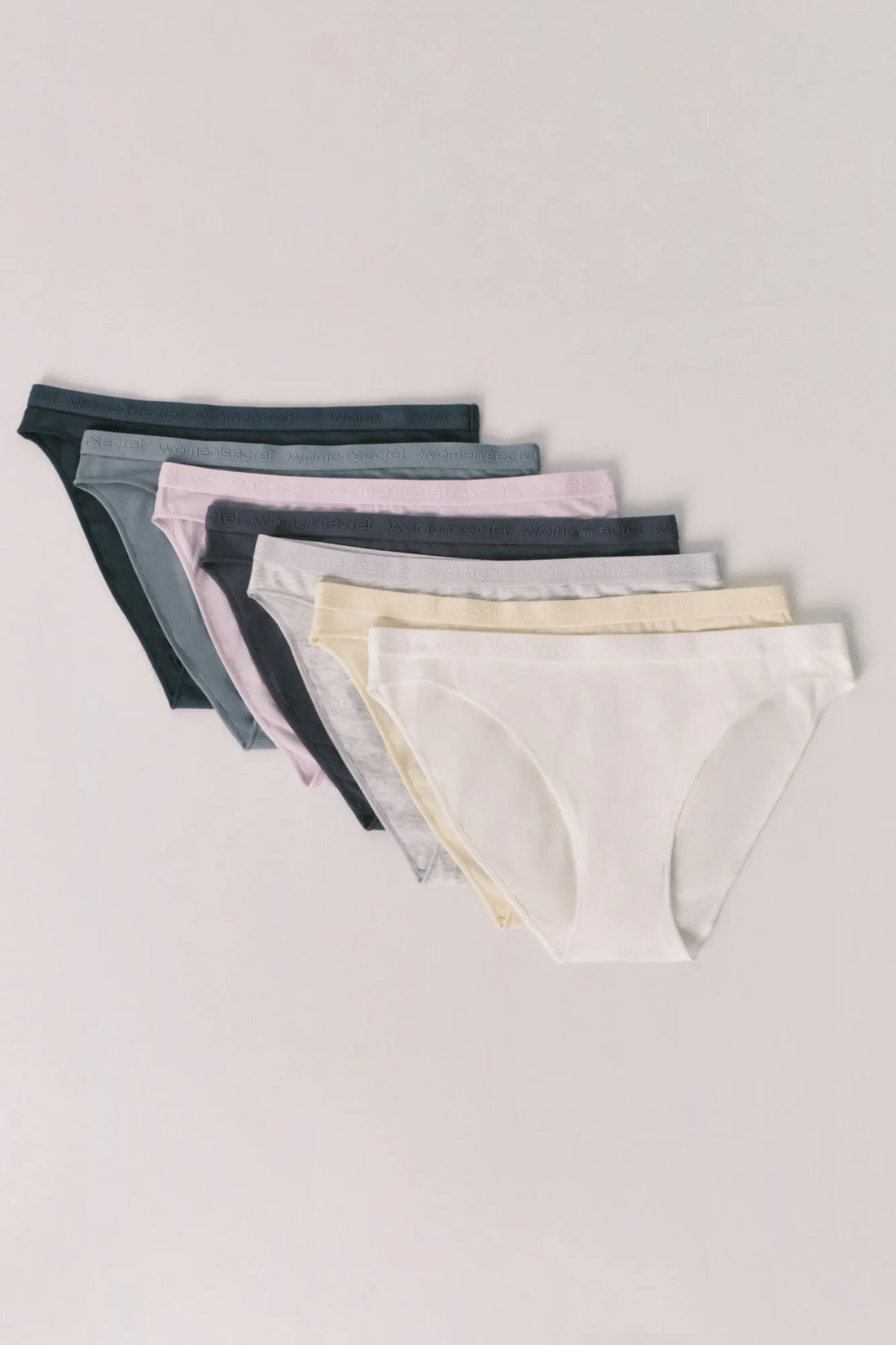Women Secret White Print Women Pack 7 Classic Cotton Soft Logo Panties SKU: 4934538_97 Image 01