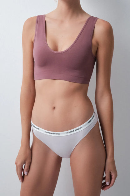 Women Secret White Print Women Pack of 7 Classic Plain Cotton Panties with Logo SKU: 4934594_97 Image 03