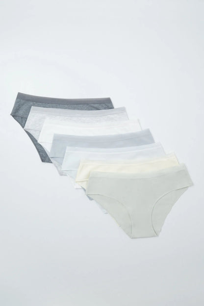 Women Secret White Print Women Pack 7 Bragas Anchas Algod—n Lisas SKU: 4934598_97 Image 01