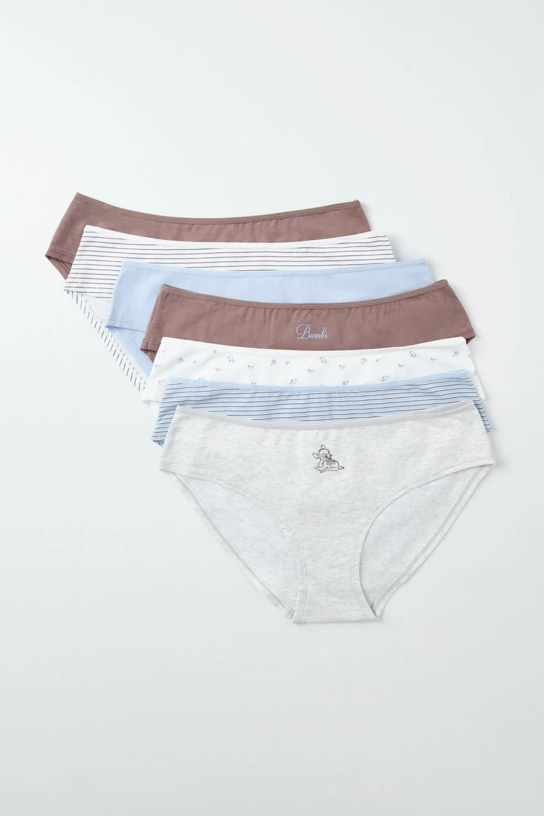 Women Secret Multicoloured Women Pack of 7 Wide Cotton Panties with Bambi Print SKU: 4934599_98 Image 01