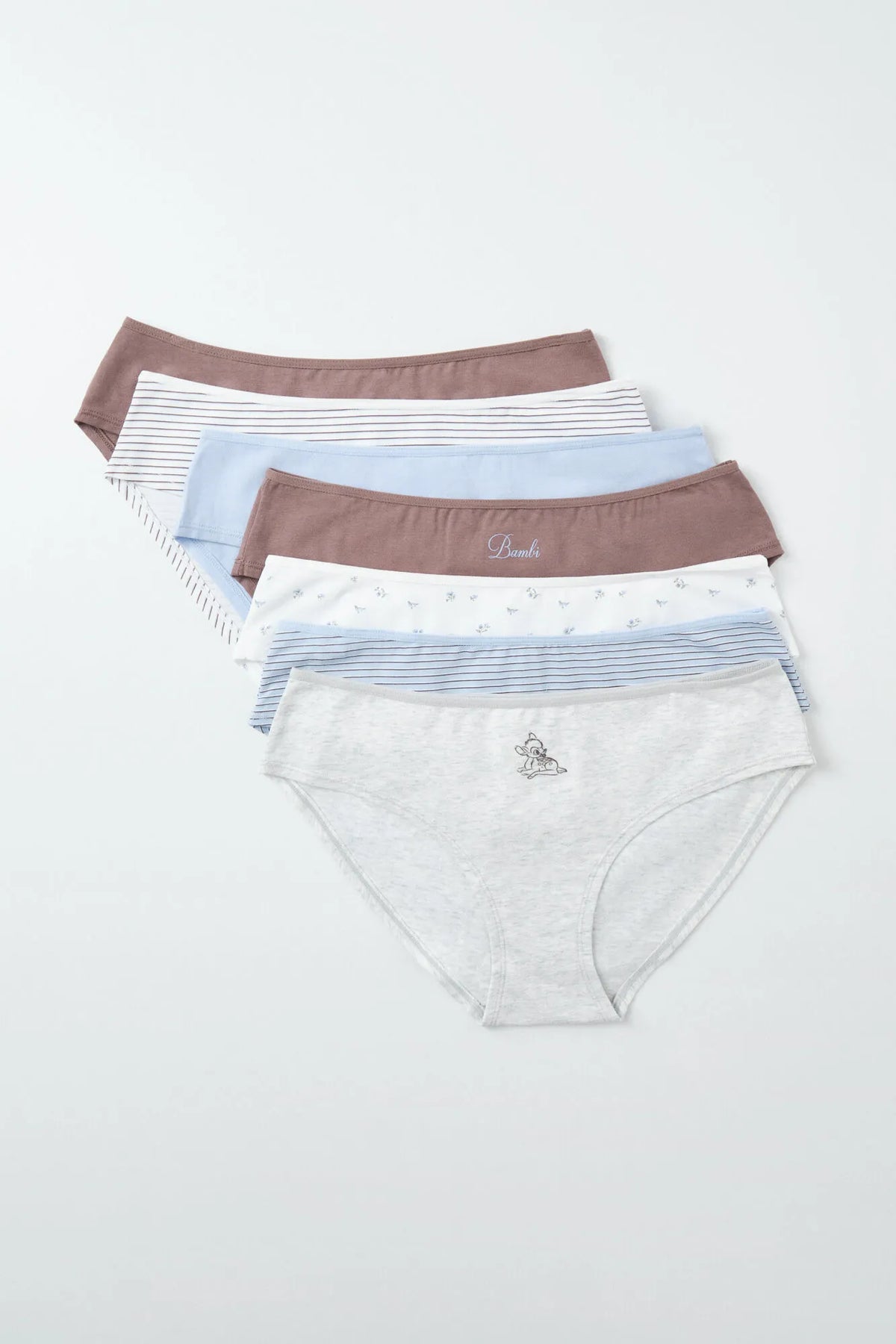 Women Secret Multicoloured Women Pack of 7 Wide Cotton Panties with Bambi Print SKU: 4934599_98 Image 01