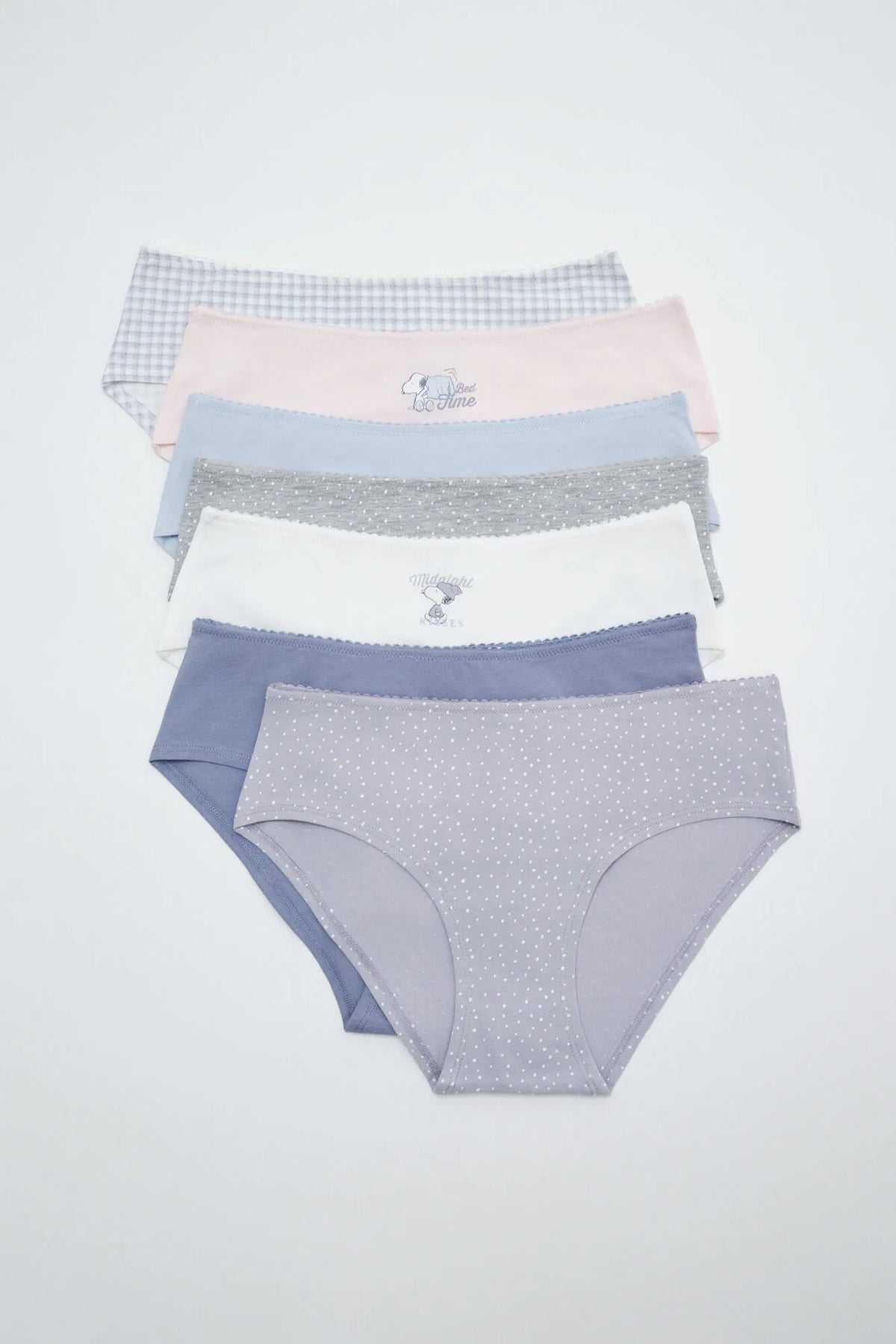 Women Secret Multicoloured Women Snoopy Print Cotton 7-Pack Wide Panties SKU: 4934619_98 Image 01