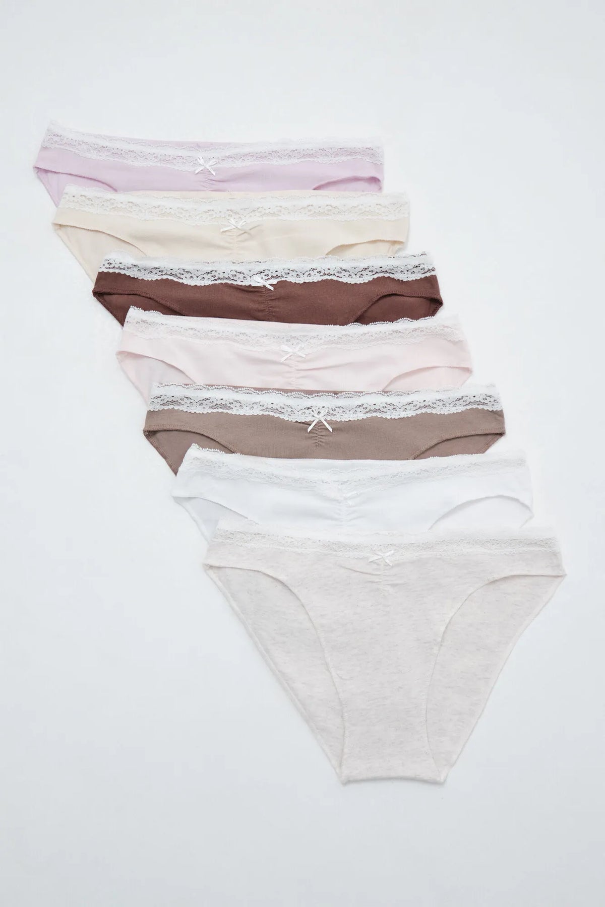 Women Secret White Print Women Pack of 7 Plain Cotton Classic Panties with Lace SKU: 4934622_97 Image 01