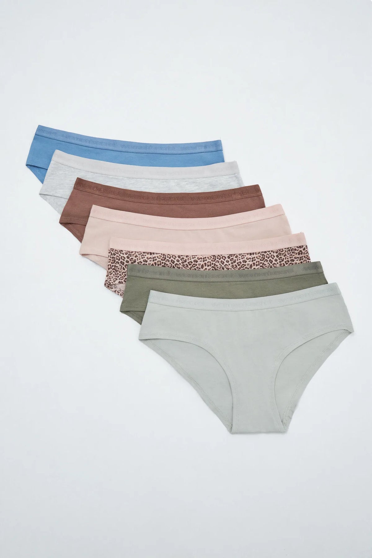 Women Secret White Print Women Plain Cotton 7-Pack Wide Panties with Logo SKU: 4934625_97 Image 01
