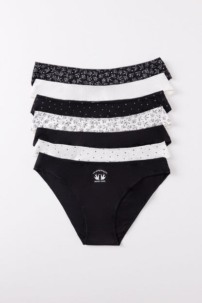 Women Secret_Pack of 7 Classic Plain and Printed Cotton Panties B&amp;W_4939946_98_04