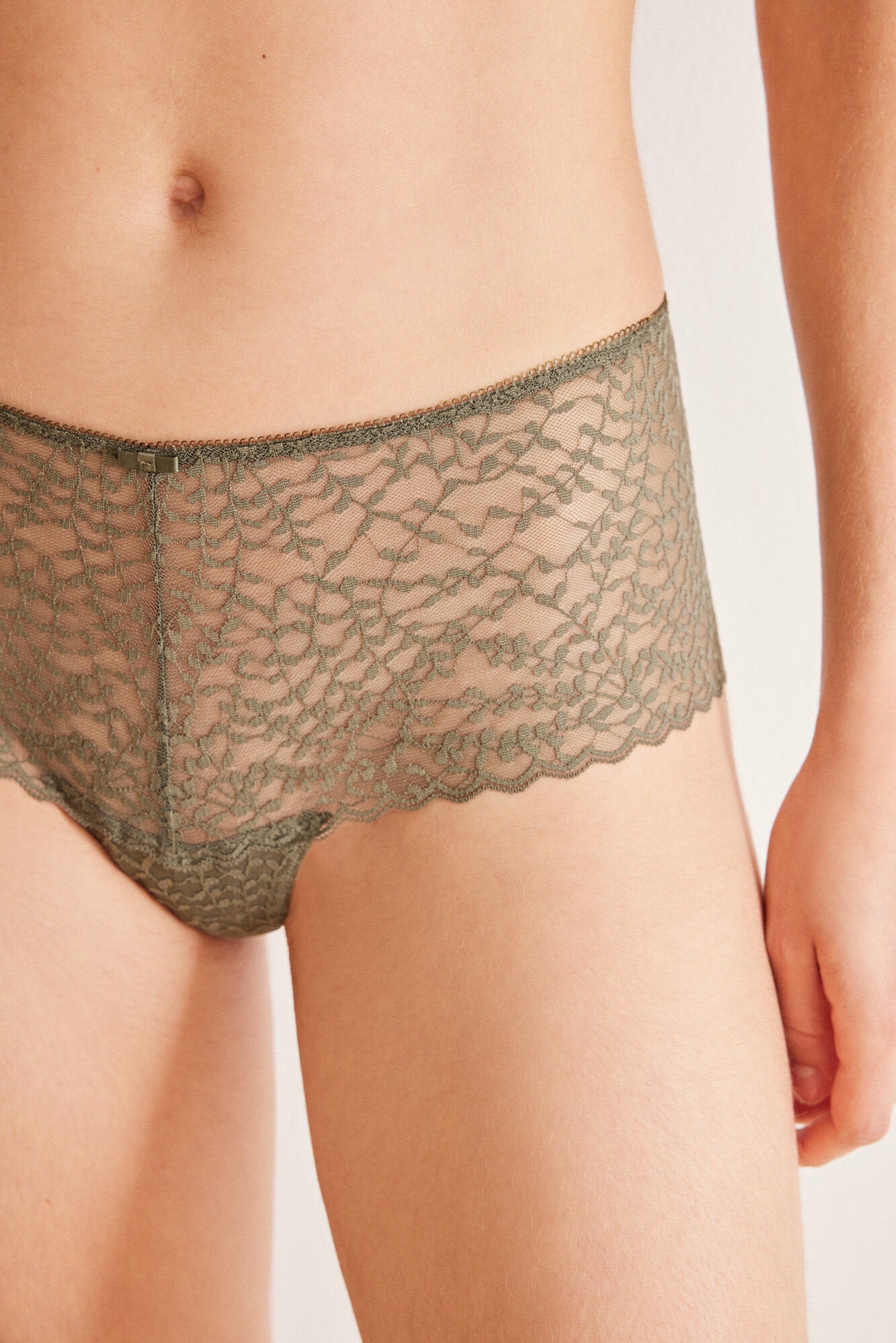 Dark Khaki Lace Wide Side Brazilian Panty_04