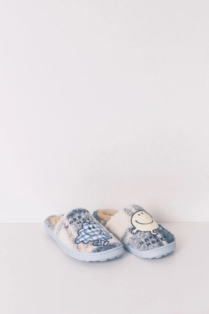 Women Secret_Blue Print_Smileyworld¨ Faux Shearling Slippers_4992592_19_04