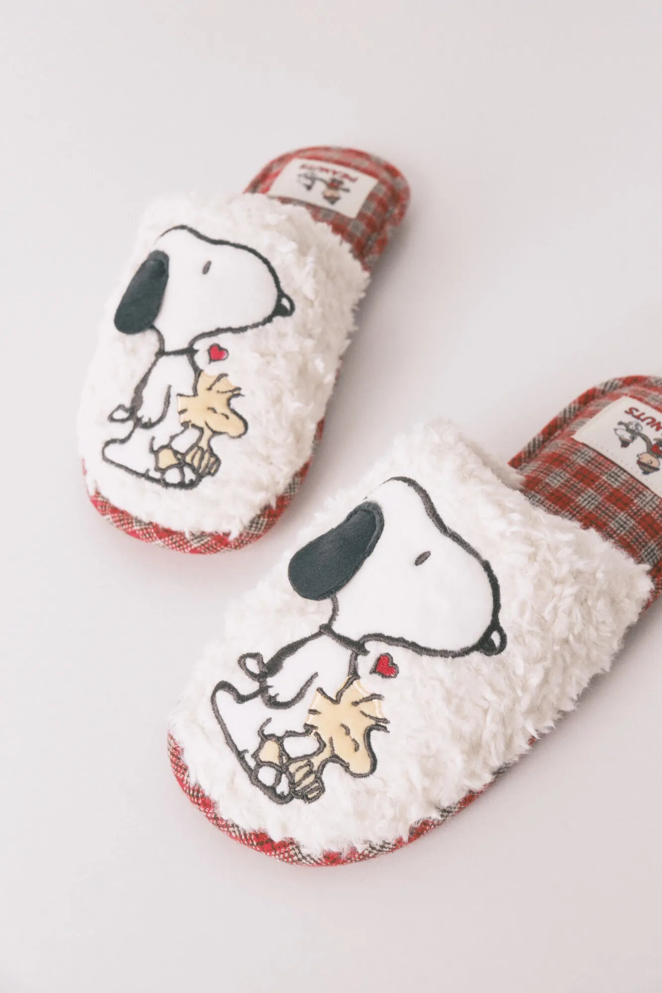 Women Secret_Brown Print_Snoopy Plaid Faux Shearling Slippers_4992594_39_06