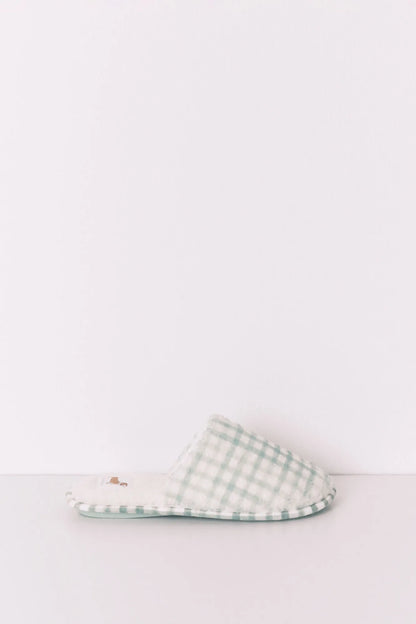 Women Secret_Green_Green Faux Shearling Plaid Slippers_4993700_28_03