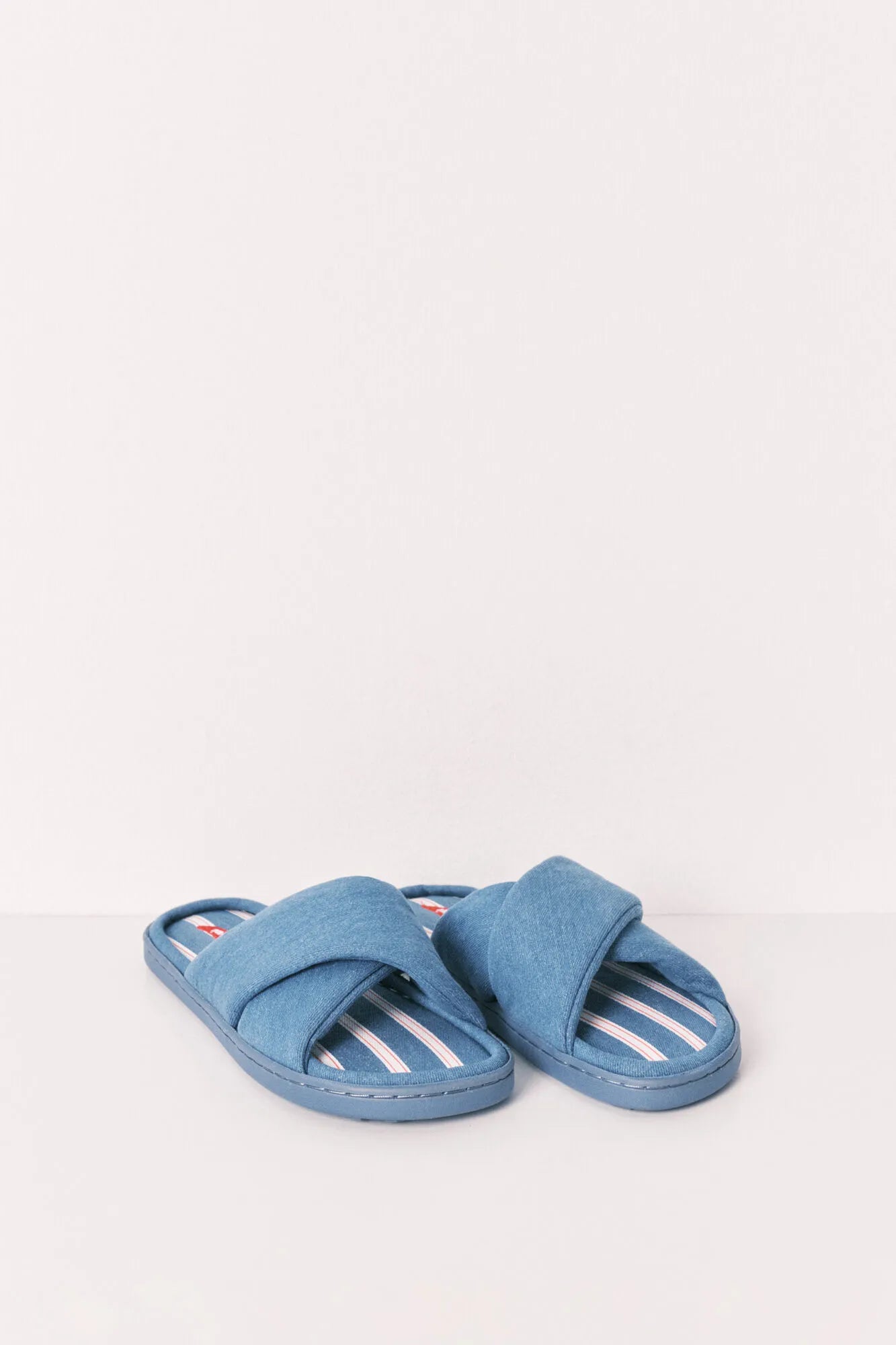Women Secret Light Blue Women Striped Denim Slippers SKU: 4993707_16 Image 03
