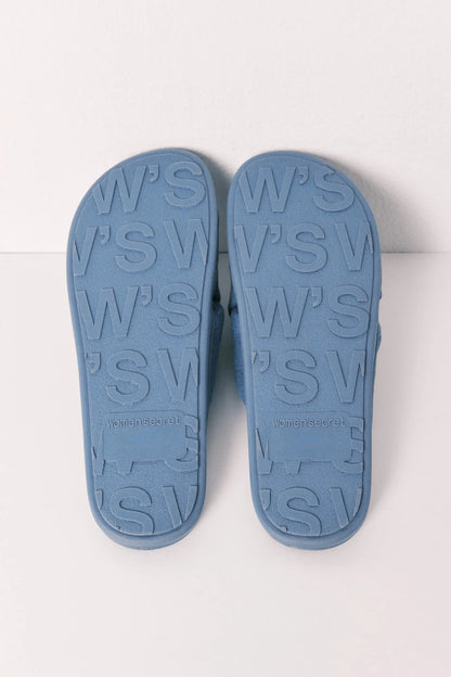 Women Secret Light Blue Women Striped Denim Slippers SKU: 4993707_16 Image 05
