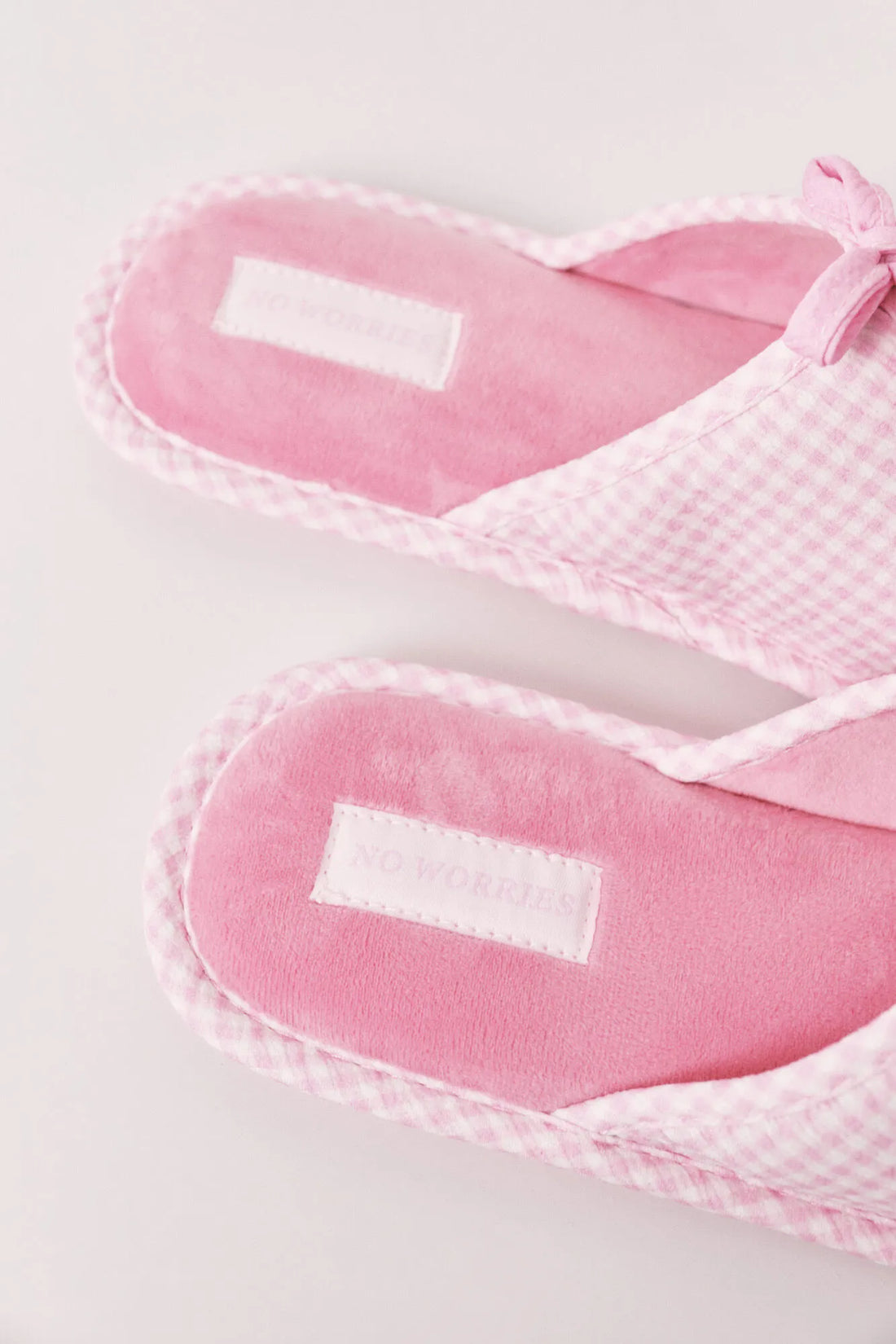 Women Secret Pink Women Pink Gingham Print Bow Slippers SKU: 4993714_70 Image 02
