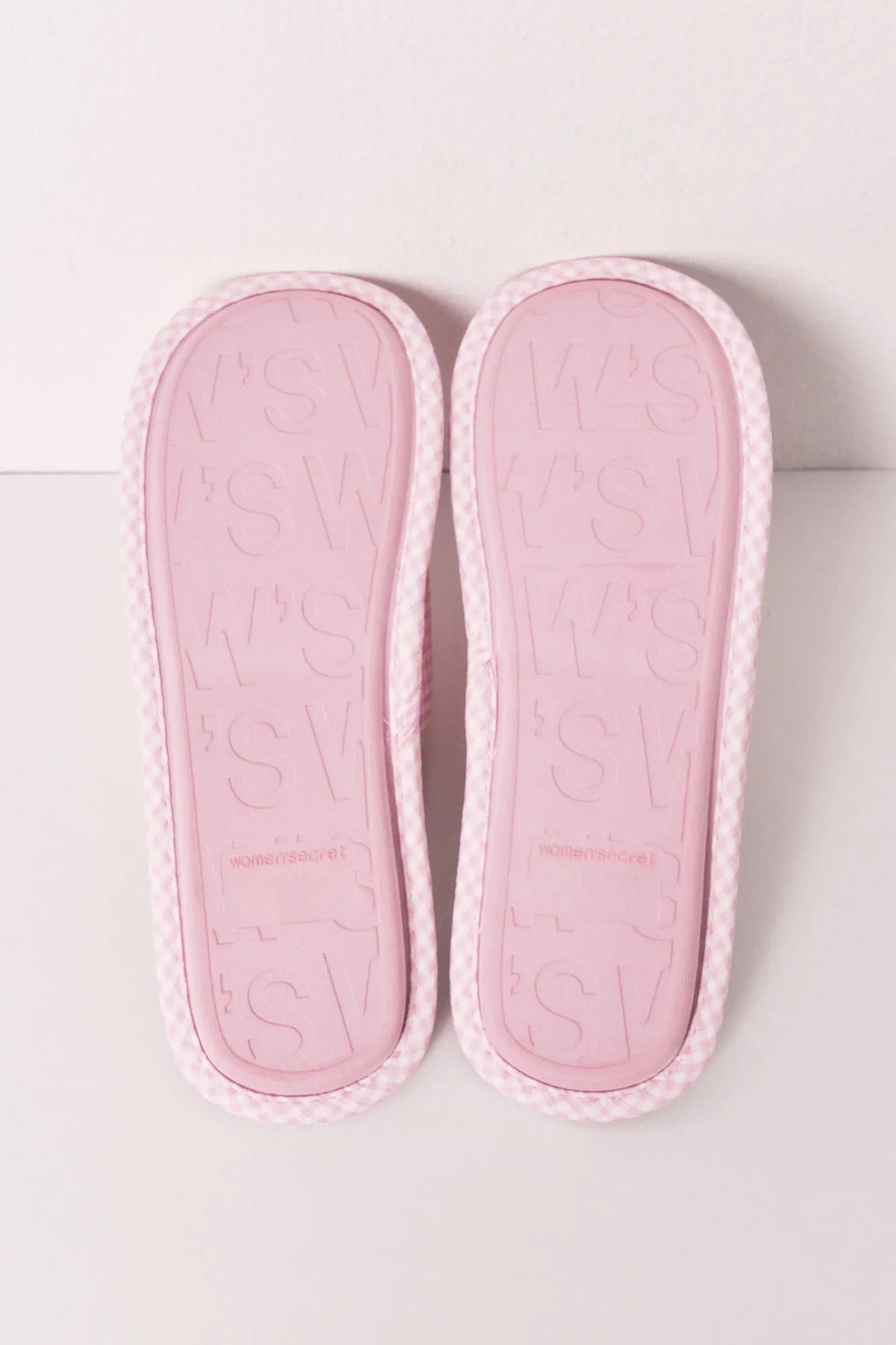 Women Secret Pink Women Pink Gingham Print Bow Slippers SKU: 4993714_70 Image 04