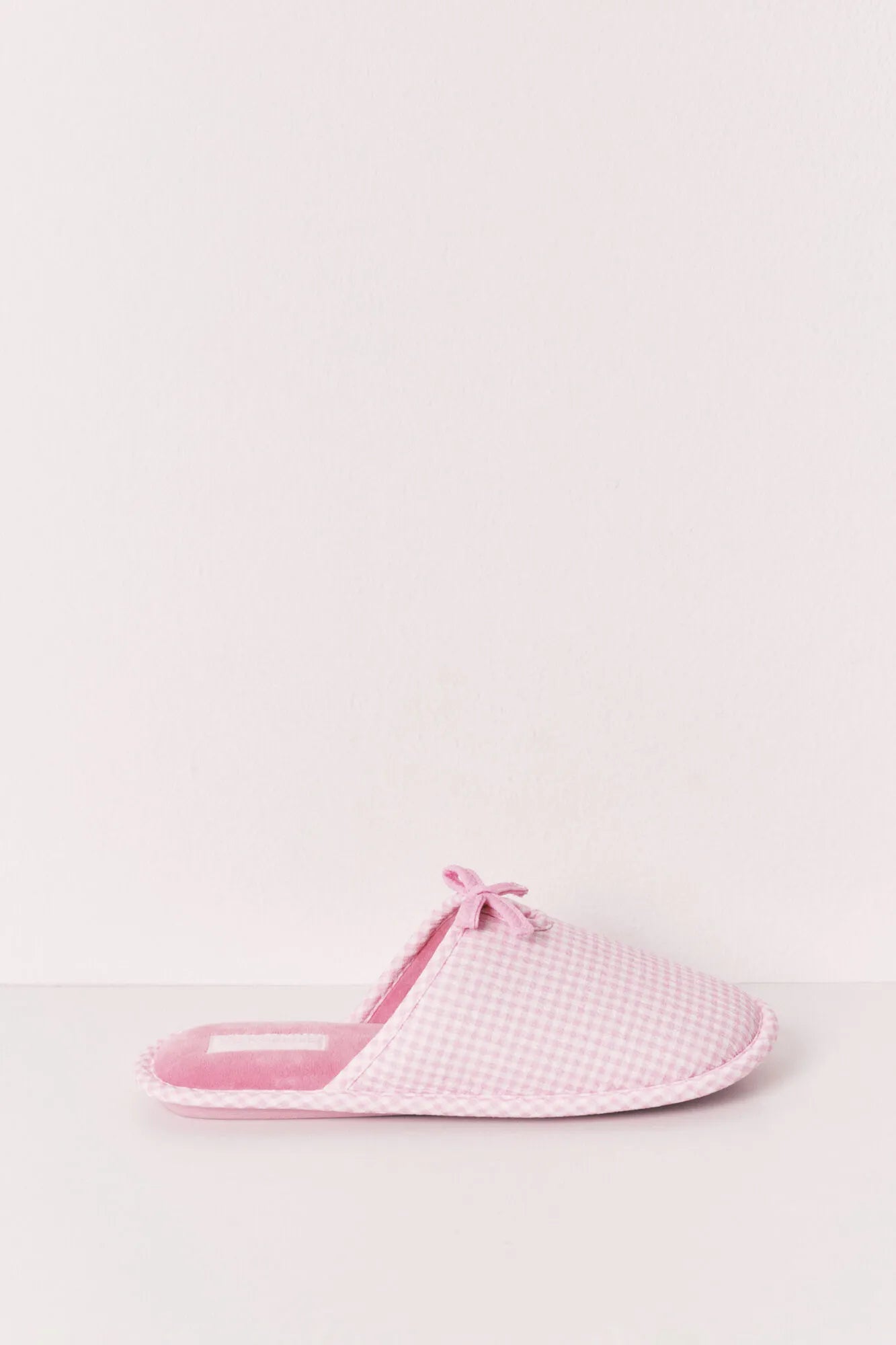 Women Secret Pink Women Pink Gingham Print Bow Slippers SKU: 4993714_70 Image 06