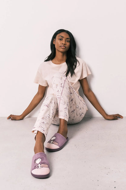 Women Secret Purple/Lilac Women Purple Snoopy Slippers SKU: 4993715_76 Image 02