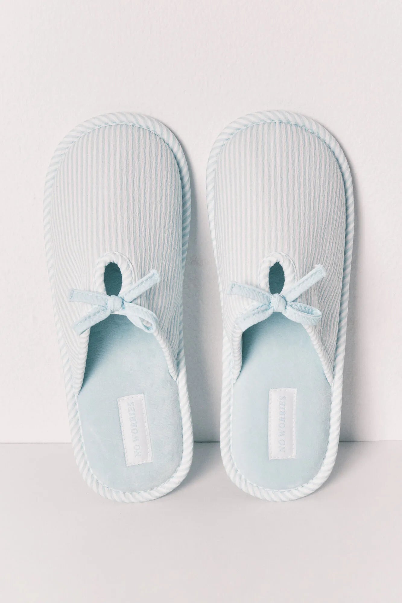 Women Secret Green Women Green Striped Bow Slippers SKU: 4993718_28 Image 03