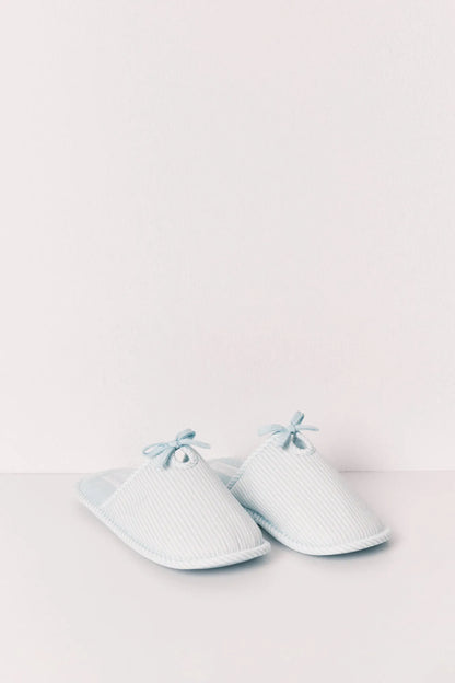 Women Secret Green Women Green Striped Bow Slippers SKU: 4993718_28 Image 05