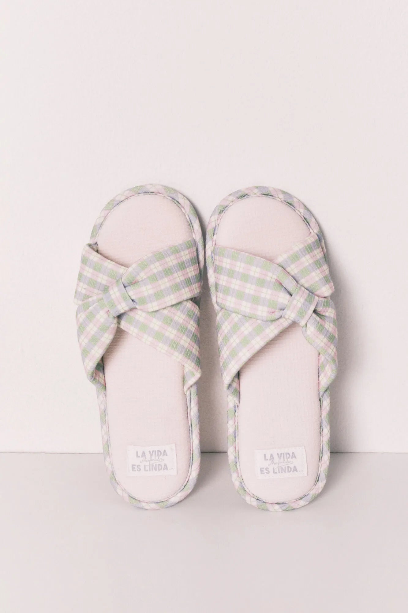Women Secret Pink Women Plaid Knot Slippers SKU: 4993721_73 Image 01