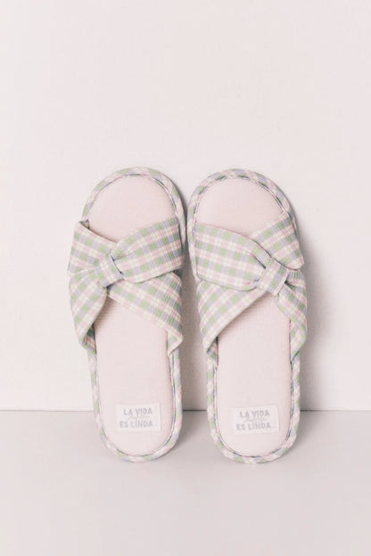 Women Secret Pink Women Plaid Knot Slippers SKU: 4993721_73 Image 01