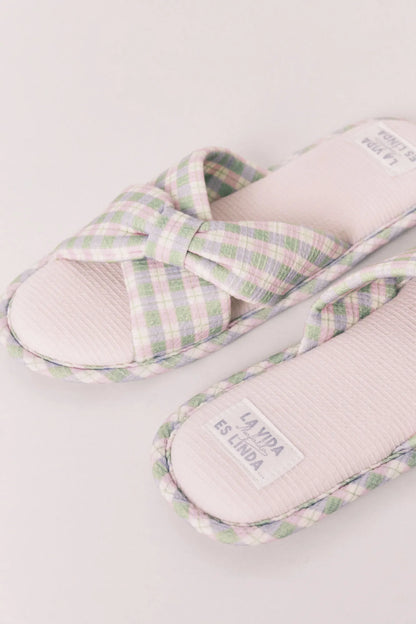 Women Secret Pink Women Plaid Knot Slippers SKU: 4993721_73 Image 02