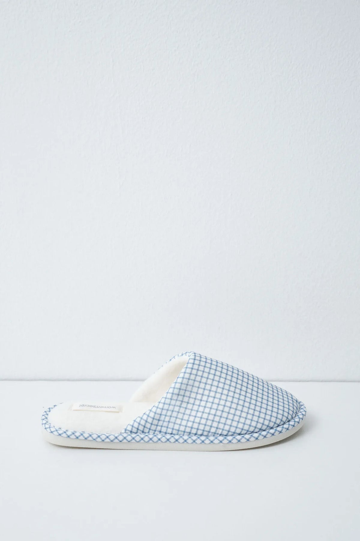 Women Secret White Print Women Blue Gingham Slippers SKU: 4994397_97 Image 03