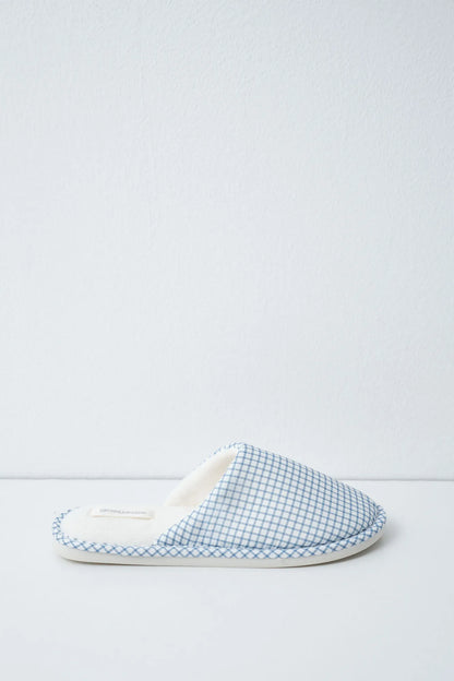 Women Secret White Print Women Blue Gingham Slippers SKU: 4994397_97 Image 03