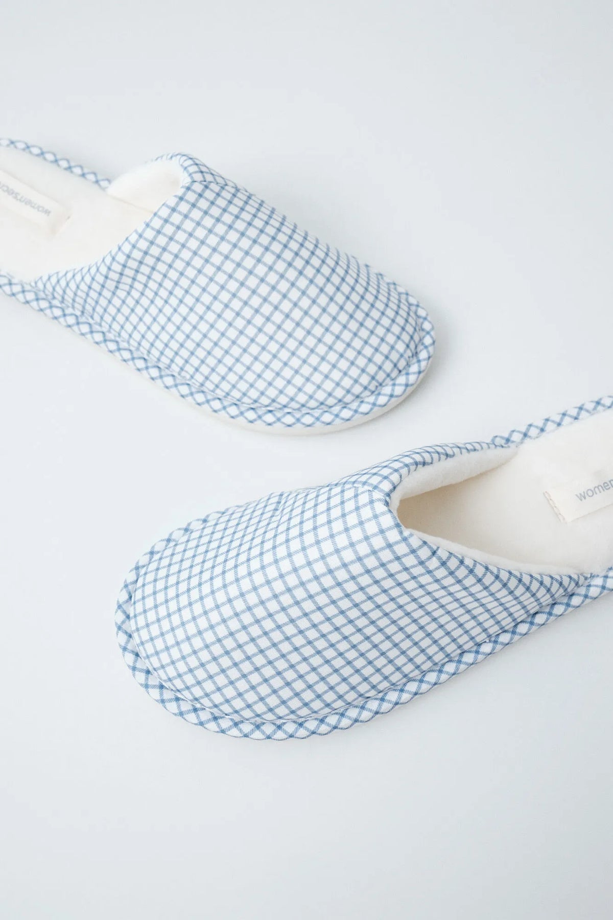 Women Secret White Print Women Blue Gingham Slippers SKU: 4994397_97 Image 04